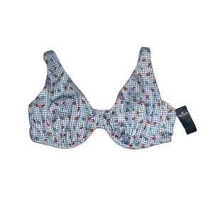 Hollister Gingham Blue with Cherry Print XXL Swimsuit Top NWT